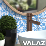 VALAZ Grifo de lavabo alto para pica monomando redondo caño oro rosa cepillado - Serie Palancia - Imagen 2