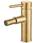 VALAZ Grifo de bidet monomando redondo caño recto oro mate con protección PVD - Serie Palancia
