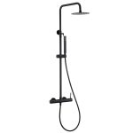 VALAZ Barra de ducha monomando redonda ajustable hasta 120CM negro mate - Serie Palancia - 30cm