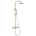 VALAZ Barra de ducha monomando redonda ajustable hasta 120CM oro mate con protección PVD - Serie Palancia - 30cm