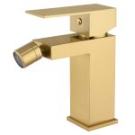 VALAZ Grifo bidet monomando cuadrado dorado cepillado - Serie Segura