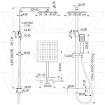 VALAZ Barra de ducha monomando cuadrada ajustable hasta 120CM negro mate serie Segura - 25cm - Imagen 2