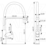 VALAZ Grifo cocina alto con caño flexible y giratorio monomando dorado cepillado  - Serie Saja - Imagen 2