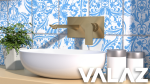 VALAZ Grifo de lavabo empotrado ovalado con embellecedor cuadrado dorado cepillado con caño de 21CM - Serie sil - Imagen 4