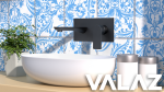 VALAZ Grifo de lavabo empotrado ovalado con embellecedor cuadrado negro mate con caño de 21CM - Serie sil - Imagen 4