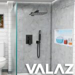 VALAZ Ducha empotrada monomando a pared cuadrada negro mate - Serie Tajo - 40cm - Imagen 3