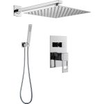 VALAZ Ducha empotrada monomando pared cuadrada con maneta  hueca cuadrada cromada serie Tormes - 40cm