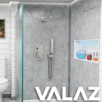 VALAZ Ducha empotrada monomando pared cuadrada con maneta  hueca cuadrada cromada serie Tormes - 40cm - Imagen 3