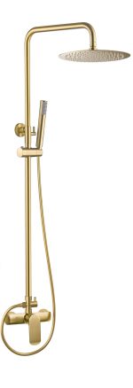 VALAZ Barra de ducha monomando redonda ajustable hasta 120CM oro mate con protección PVD - Serie Turia - 20cm