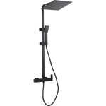 VALAZ Barra de ducha monomando cuadrada ajustable hasta 120CM negro mate serie Segura - 25cm