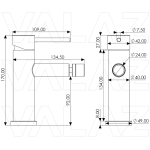 VALAZ Grifo de bidé cromado con apertura en agua fría monomando redondo Serie Ason - Imagen 2