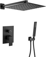 VALAZ Ducha empotrada monomando a pared cuadrada negro mate - Serie Tajo - 40cm