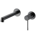 VALAZ Grifo lavabo empotrado redondo monomando negro mate con maneta luxury y caño de 21cm - Serie Torina