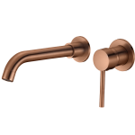 VALAZ Grifo lavabo empotrado redondo monomando con caño de 21cm oro rosa cepillado - Serie Guadiana