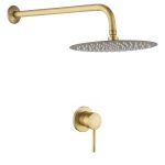 VALAZ Ducha empotrada monomando 1 vía redonda dorado envejecido a pared - Serie Guadiana