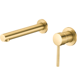 VALAZ Grifo de lavabo empotrado redondo caño recto dorado cepillado - Serie Guadalquivir