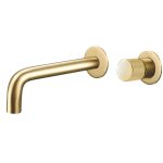 VALAZ Grifo lavabo empotrado redondo monomando maneta luxury oro mate con protección PVD - Serie Besaya