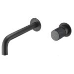 VALAZ Grifo lavabo empotrado redondo monomando negro mate maneta luxury con caño 21CM - Serie Besaya