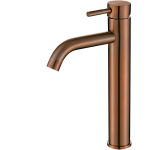 VALAZ Grifo de lavabo alto para pica monomando redondo oro rosa cepillado - Serie Jabalon