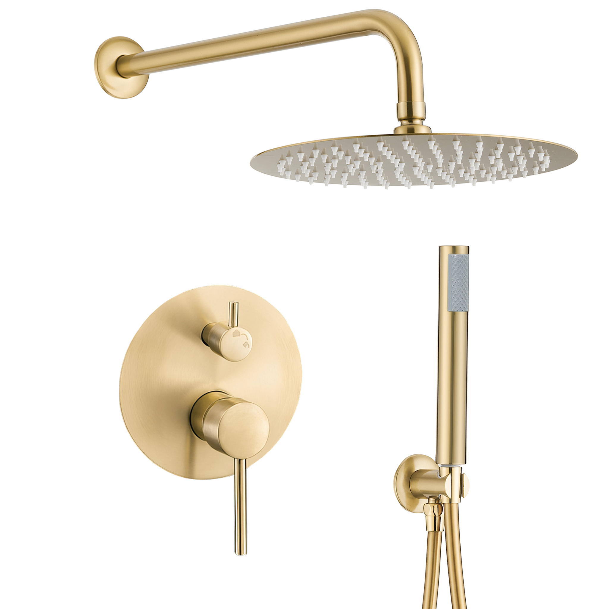 jucar-om.jpg VALAZ Ducha empotrada redonda a pared en oro mate con protección PVD - Serie Jucar - 30cm - Imagen 1