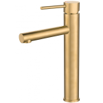 VALAZ Grifo de lavabo alto para pica con apertura en agua fría monomando caño recto oro mate con protección PVD - Serie Nansa