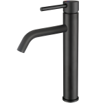 VALAZ Grifo de lavabo alto para pica negro mate con apertura en agua fría monomando redondo - Serie Ason