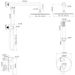 VALAZ Ducha empotrada monomando a pared redonda blanco - Serie Jucar - 30cm - Imagen 2