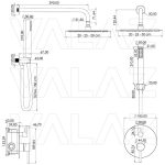 VALAZ Ducha empotrada redonda a pared en oro mate con protección PVD - Serie Jucar - 30cm - Imagen 2