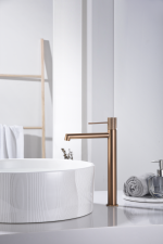 Monomando lavabo alto Line oro rosa cepillado Imex - Imagen 2