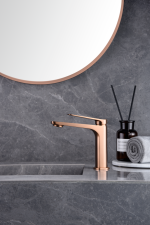 Monomando lavabo Nápoles oro rosa cepillado Imex - Imagen 2