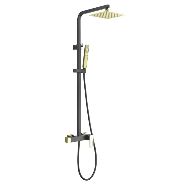 Columna de ducha monomando Suecia Negro Oro