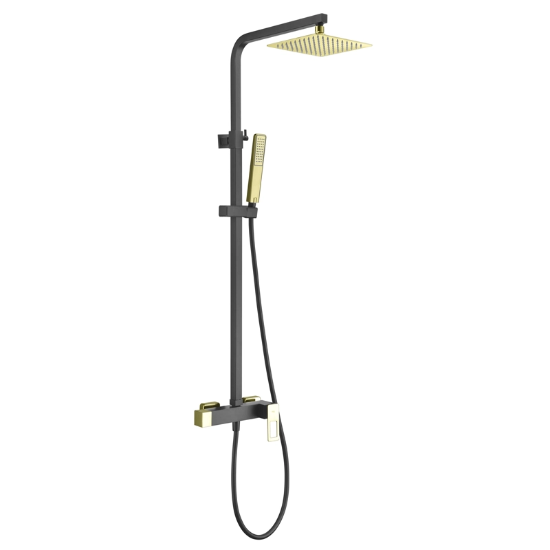 Columna de ducha monomando Suecia Negro Oro