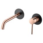 Monomando lavabo empotrado Milos negro oro rosa Imex