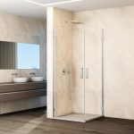 Mampara de ducha angular 2 puertas abatibles con bisagras Glass