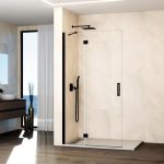 Mampara de ducha negra 1 fijo más 1 abatible sin cierre Glass