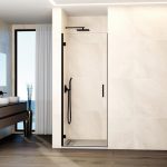 Mampara de ducha 1 puerta abatible negro mate bisagras Glass