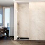 Mampara de ducha 1 puerta abatible blanco mate bisagras Glass