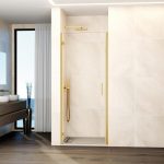 Mampara de ducha 1 puerta abatible bisagras oro cepillado Glass - Imagen 2