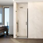 Mampara de 1 puerta abatible bisagras pared titanio Glass - Imagen 2