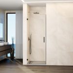 Mampara de 1 puerta abatible bisagras pared titanio Glass