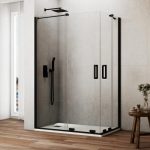 Mampara negra angular corredera sin perfil superior Kenna