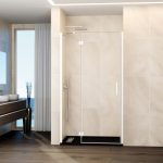 Mampara de ducha blanca 1 fijo + 1 abatible con cierre perfil Glass