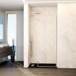 Mampara de ducha níquel 1 fijo + 1 abatible con cierre perfil Glass