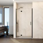 Mampara de ducha titanio 1 fijo + 1 abatible con cierre perfil Glass
