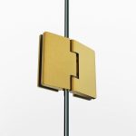 Mampara de ducha oro cepillado angular 2 fijos y 2 abatibles Glass - Imagen 2