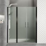 Mampara negra 2 puertas abatibles y 1 fijo en el lado Open