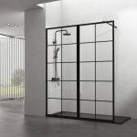 Mampara fija negra con cuadros de gran tamaño Ches