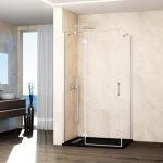 Mampara rectangular blanca fijo y abatible con bisagras Glass