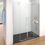 Mampara frontal 2 fijos más 2 correderas acero Vetru