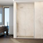 Mampara de ducha con 2 puertas abatibles con bisagras Glass